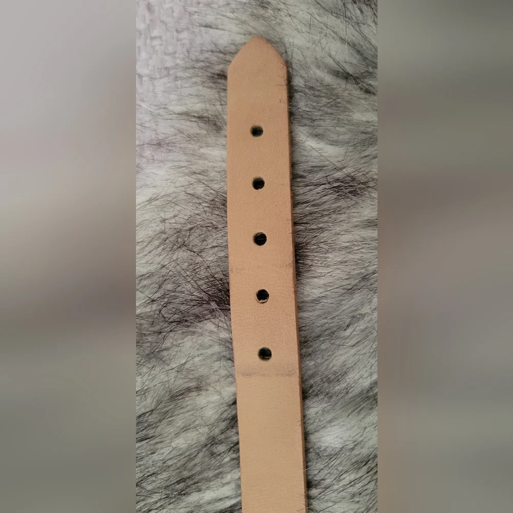 Dog collar, brown leather, breast cancer logo, 18